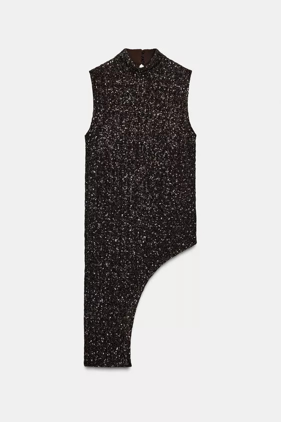 ZW COLLECTION ASYMMETRIC SEQUIN TOP | Zara US