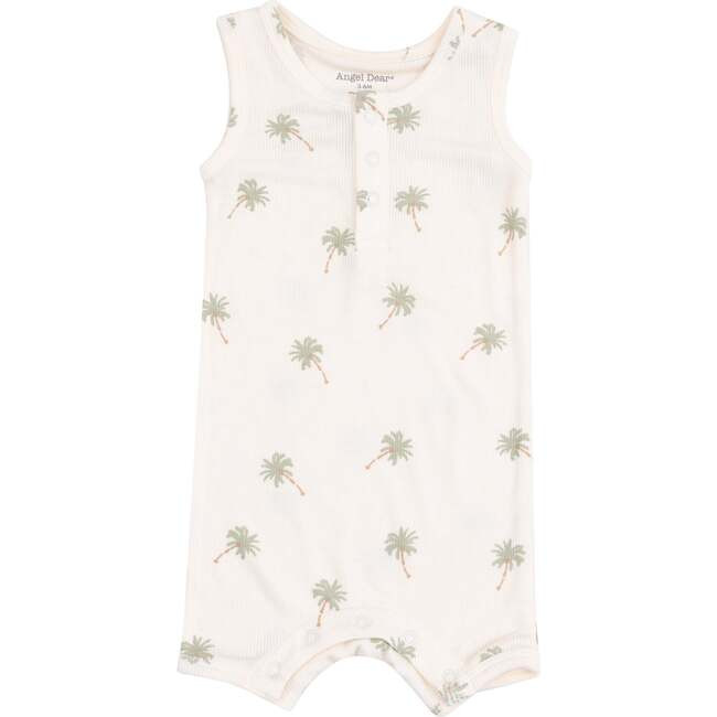 Angel Dear | Sleeveless Shortie Romper, Palm Trees (Beige, Size 6-12M) | Maisonette | Maisonette