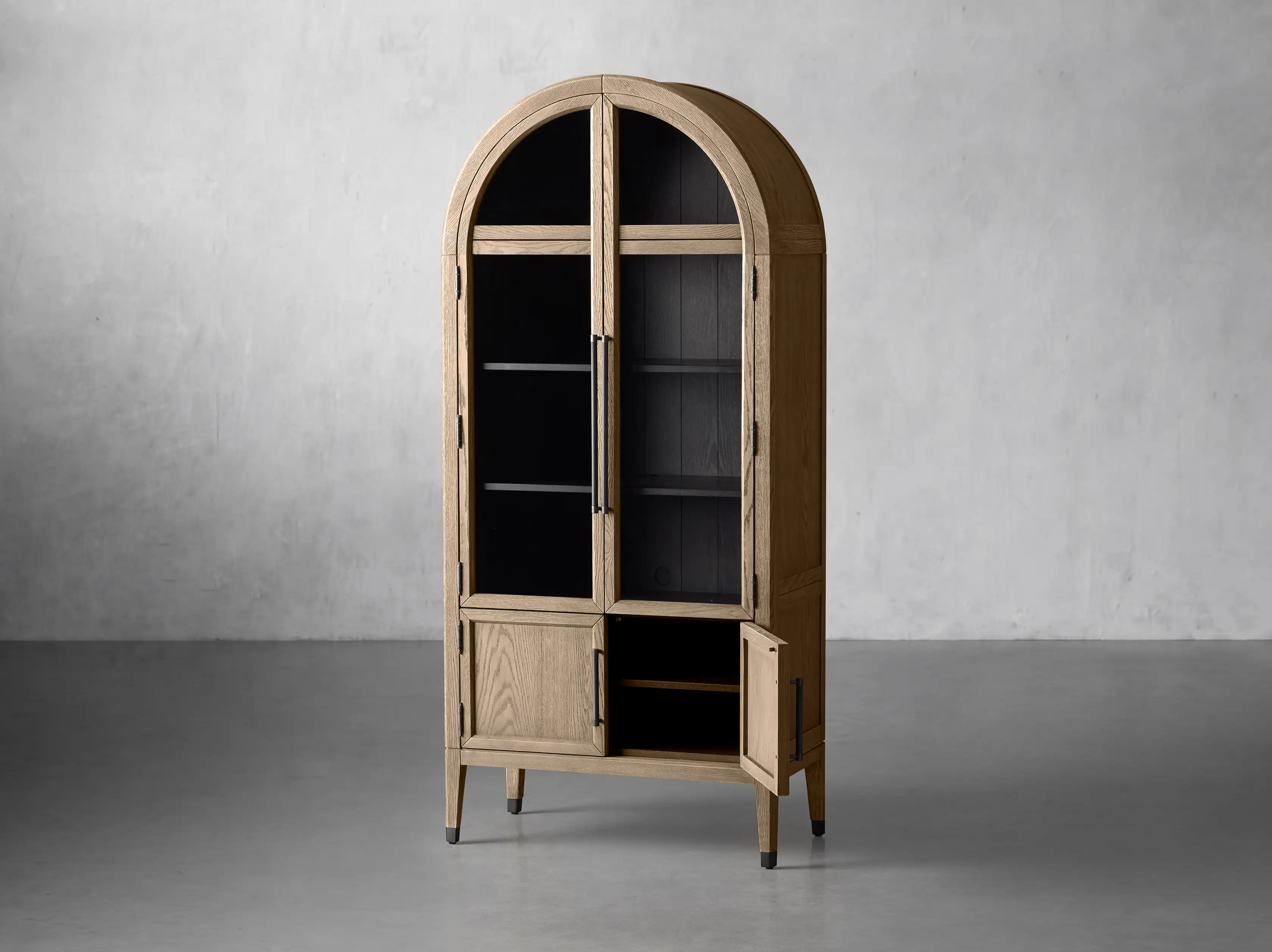 Hattie Glass Cabinet in Shiitake | Arhaus