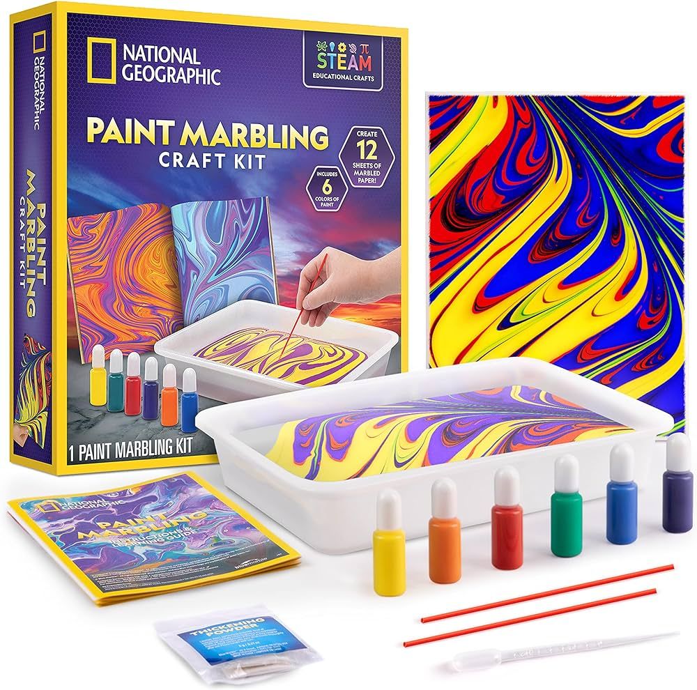 NATIONAL GEOGRAPHIC Paint Marbling Arts & Crafts Kit - Water Marbling Paint Art Kit for Kids, Cre... | Amazon (US)