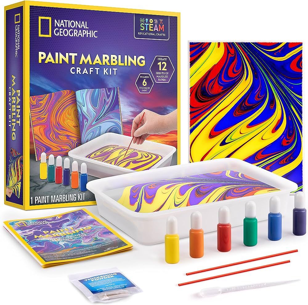 NATIONAL GEOGRAPHIC Paint Marbling Arts & Crafts Kit - Water Marbling Paint Art Kit for Kids, Cre... | Amazon (US)