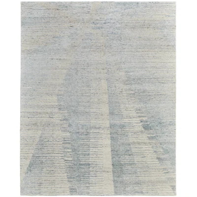Brighton Modern Abstract, Blue/Ivory/Silver, Area Rug | Perigold
