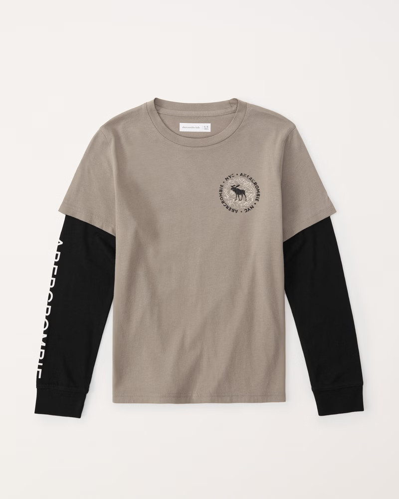 long-sleeve twofer print logo tee | Abercrombie & Fitch (US)