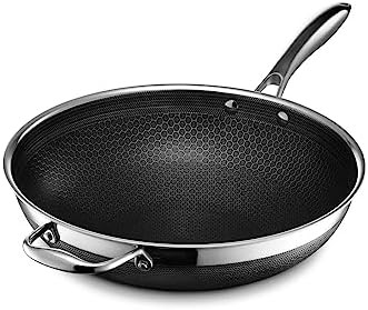 HexClad Hybrid Nonstick Wok, 12-Inch, Stay-Cool Handle, Dishwasher Safe, Induction Ready, Compatible | Amazon (US)