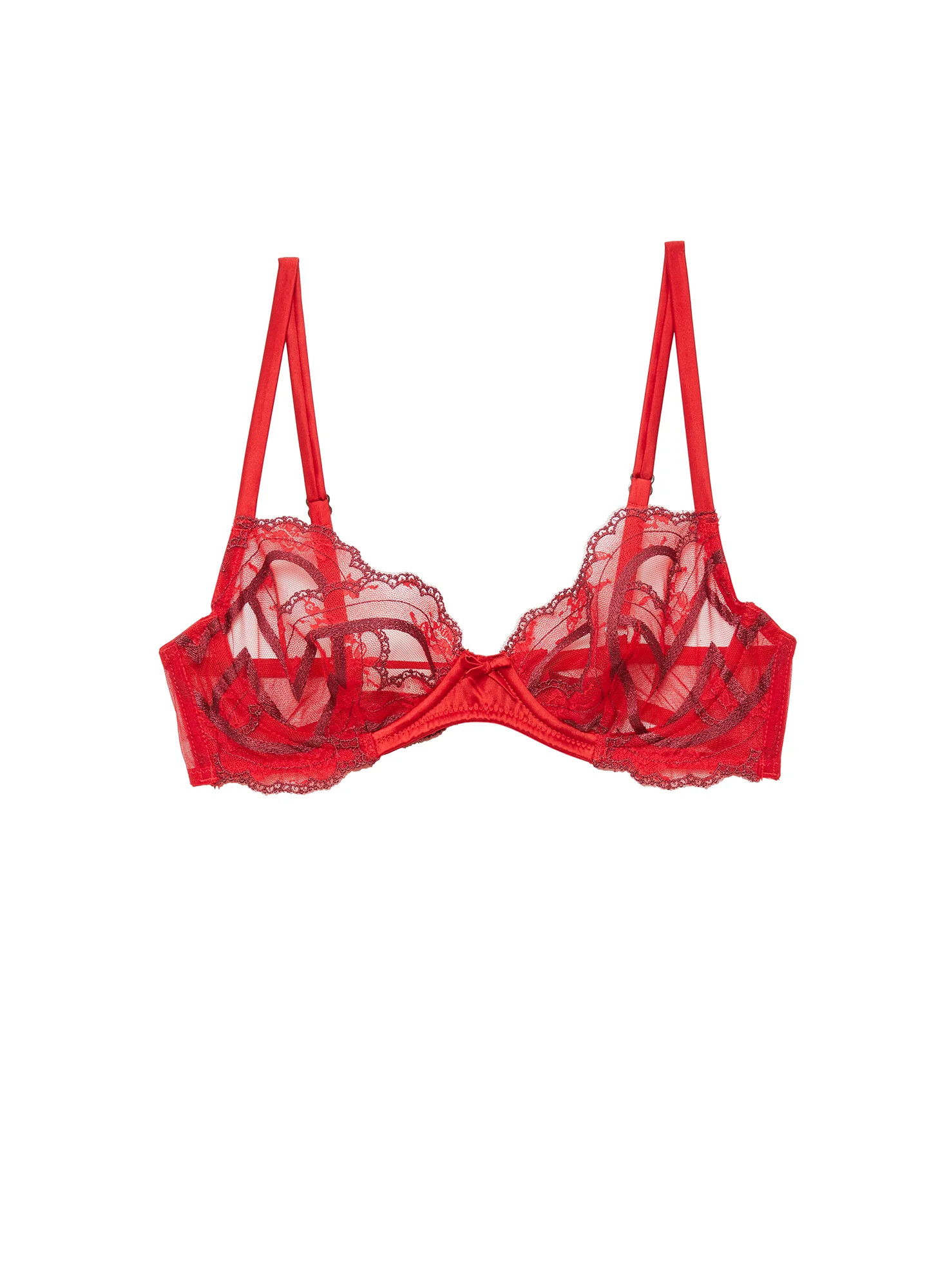 Rouge Hendrix Embroidery Demi Bra | Fleur du Mal | Fleur du Mal