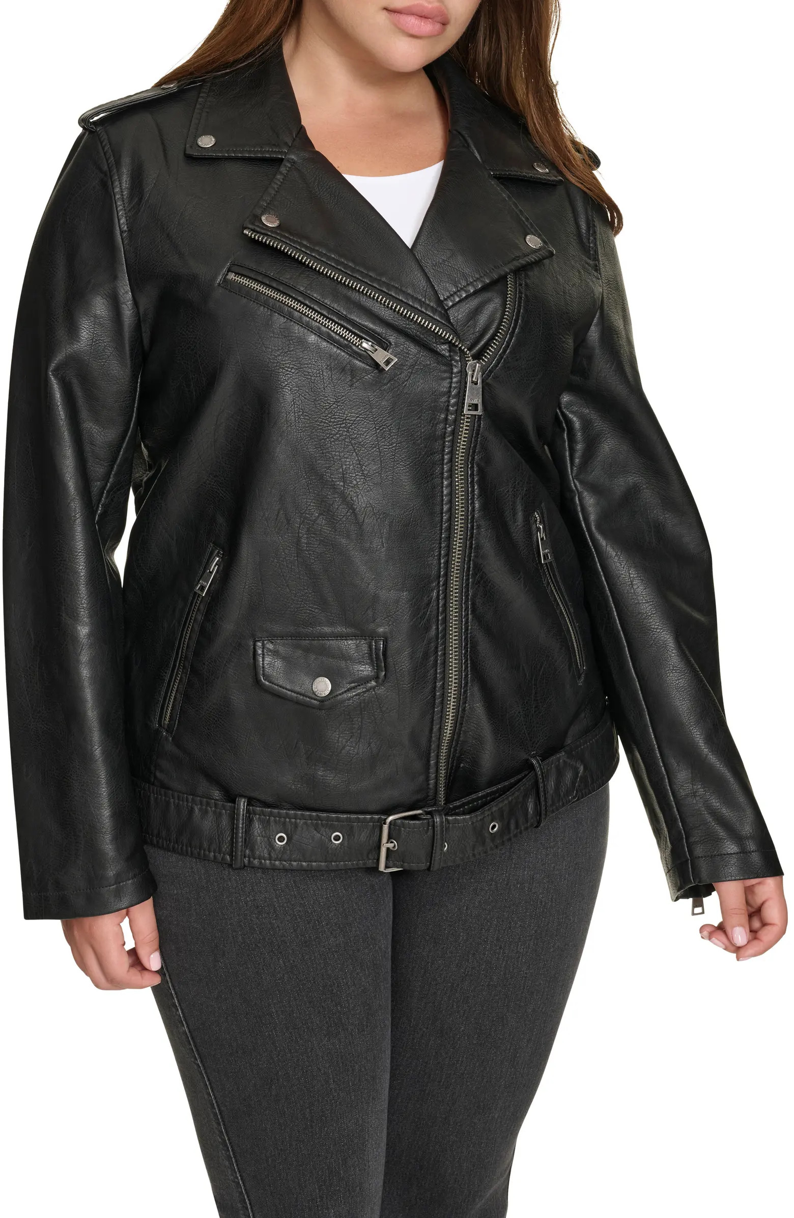 Water Resistant Faux Leather Longline Moto Jacket | Nordstrom