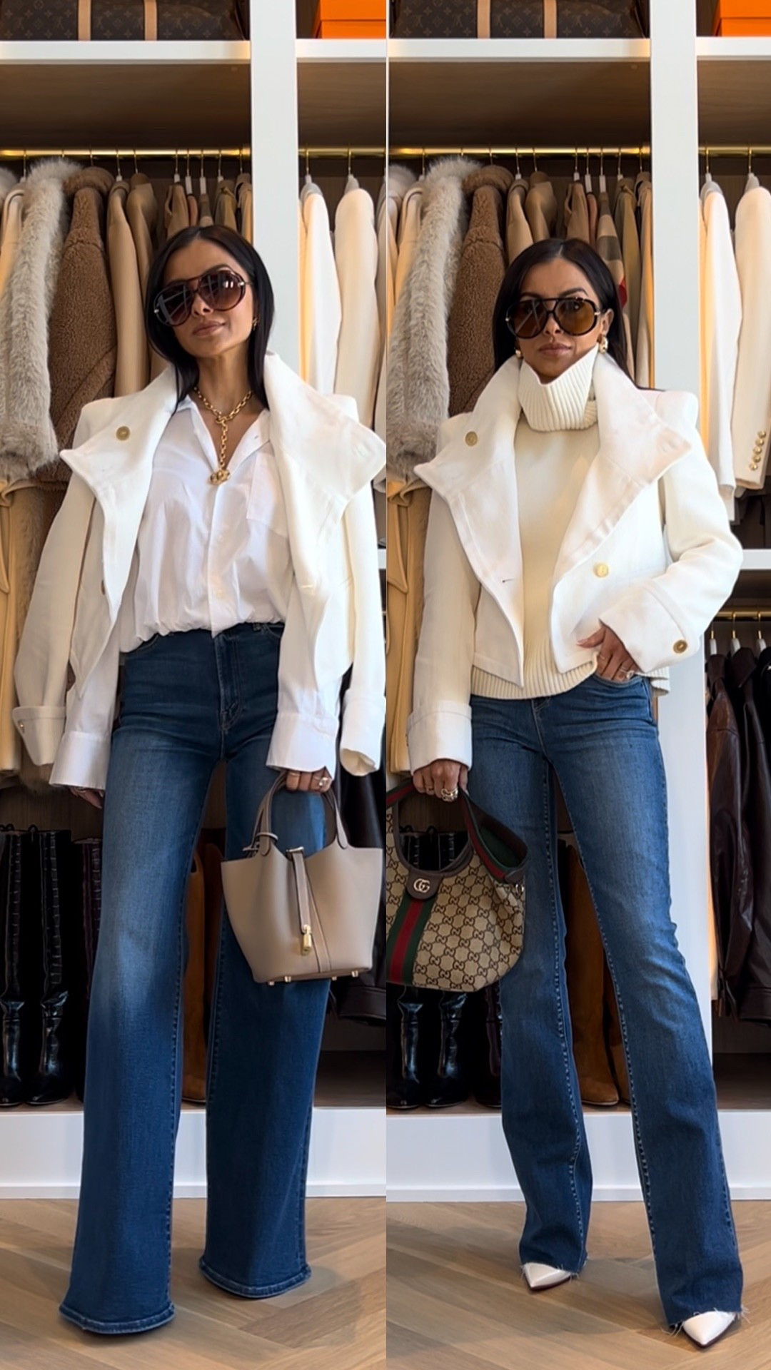 One Zara jacket, styled two ways. This cropped Zara jacket is the perfect elevated layering piece that instantly pulls a look together. I paired it with the Scrunchie Frenchi bubble hem button up and Mother Hustler Roller Sneak jeans for an effortless daytime outfit, then styled it with the Zara wool high collar sweater and Ruth raw hem straight jeans for a more polished feel. Finished with a Gucci bag and minimal Amazon accessories for a chic, versatile look.

Zara Cropped Jacket – Wearing a size XS
Mother Hustler Roller Sneak Jeans – Wearing a size 24, runs TTS
Ruth Raw Hem Straight Jeans – Wearing a size 24, runs TTS

MiaMiaMine Zara cropped jacket outfit Mother Hustler Roller Sneak jeans Ruth raw hem straight jeans Nordstrom bubble hem blouse Zara wool sweater chic layering piece elevated everyday style designer denim outfit Gucci bag style Amazon accessories women neutral capsule wardrobe modern feminine outfit

#LTKOver40 #LTKWorkwear #LTKPetite