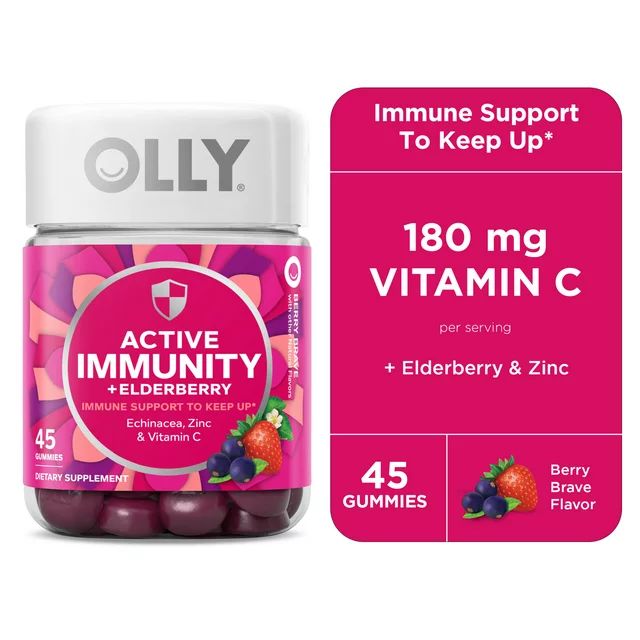 OLLY Immunity Gummy, Immune Support, Elderberry, Zinc, Vitamin C, 45 Ct | Walmart (US)