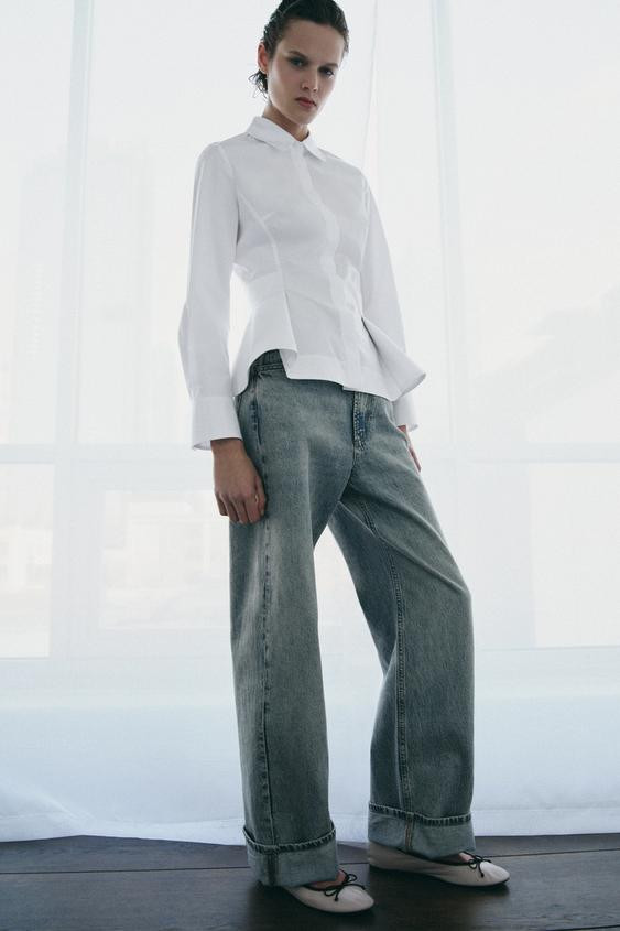 ZW COLLECTION PEPLUM POPLIN SHIRT | Zara US