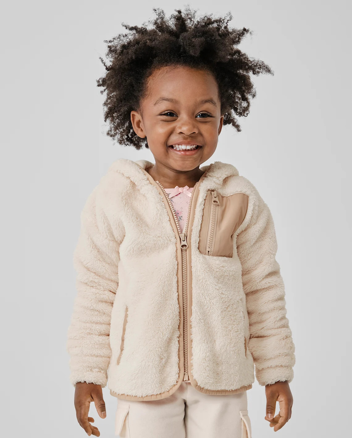 Toddler Girls Heavyweight Sherpa Zip Up Jacket - tan | The Children's Place