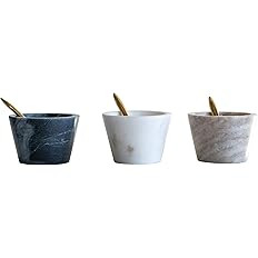 Creative Co-Op Blue, White & Brown Marble Pinch Pots with Brass Spoons (Set of 3 Colors) | Amazon (US)