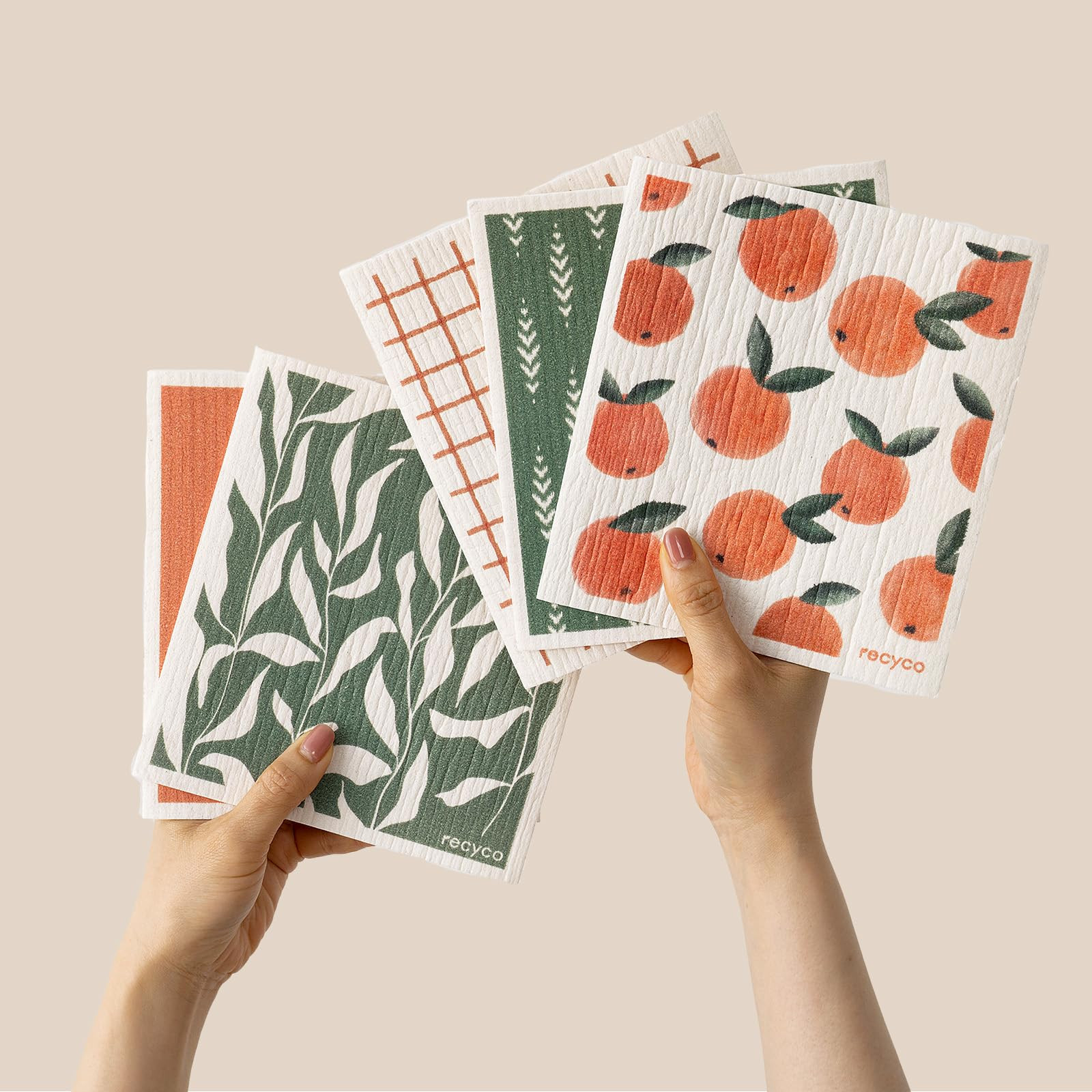 RECYCO Swedish Dishcloths for Kitchen | 5 Pack Peachy Leaves Washable Dish Rags | Cellulose Reusa... | Amazon (US)