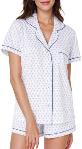 Monkey Heart Pajamas Womens,2 Piece Button Down Shorts Sets Y2K Loungewear Pjs Vacation Sleepwear... | Amazon (US)