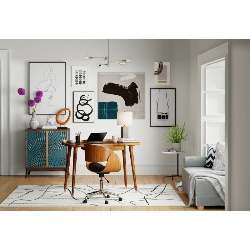 Goodrow Abstract Charcoal/White Area Rug | Wayfair North America