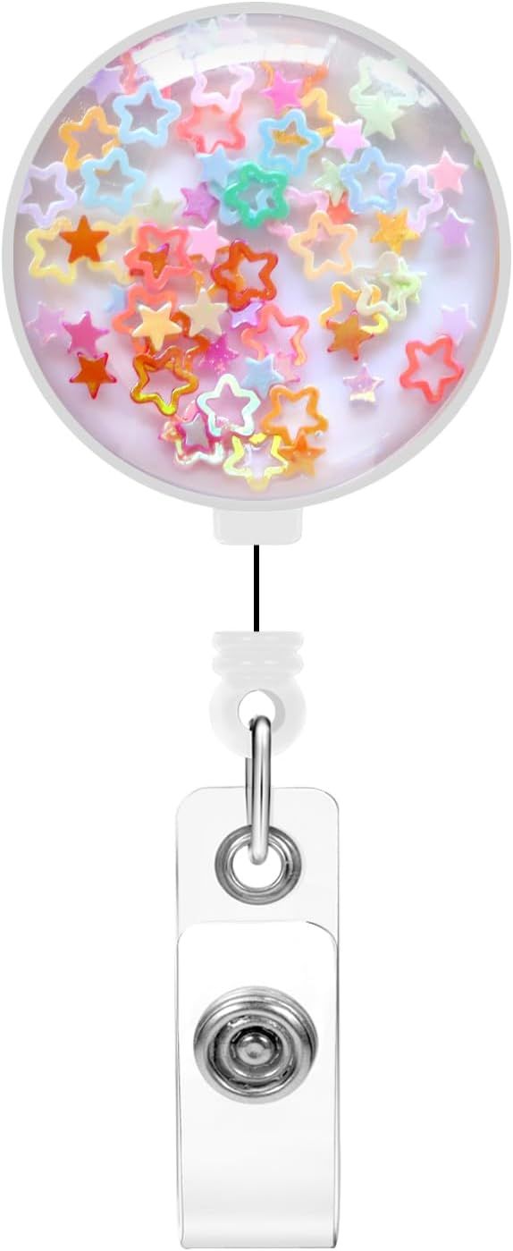 Soleebee 24'' Retractable Badge Holder, Colorful Sequins Badge Reels with Belt Clip ID Name Badge... | Amazon (US)