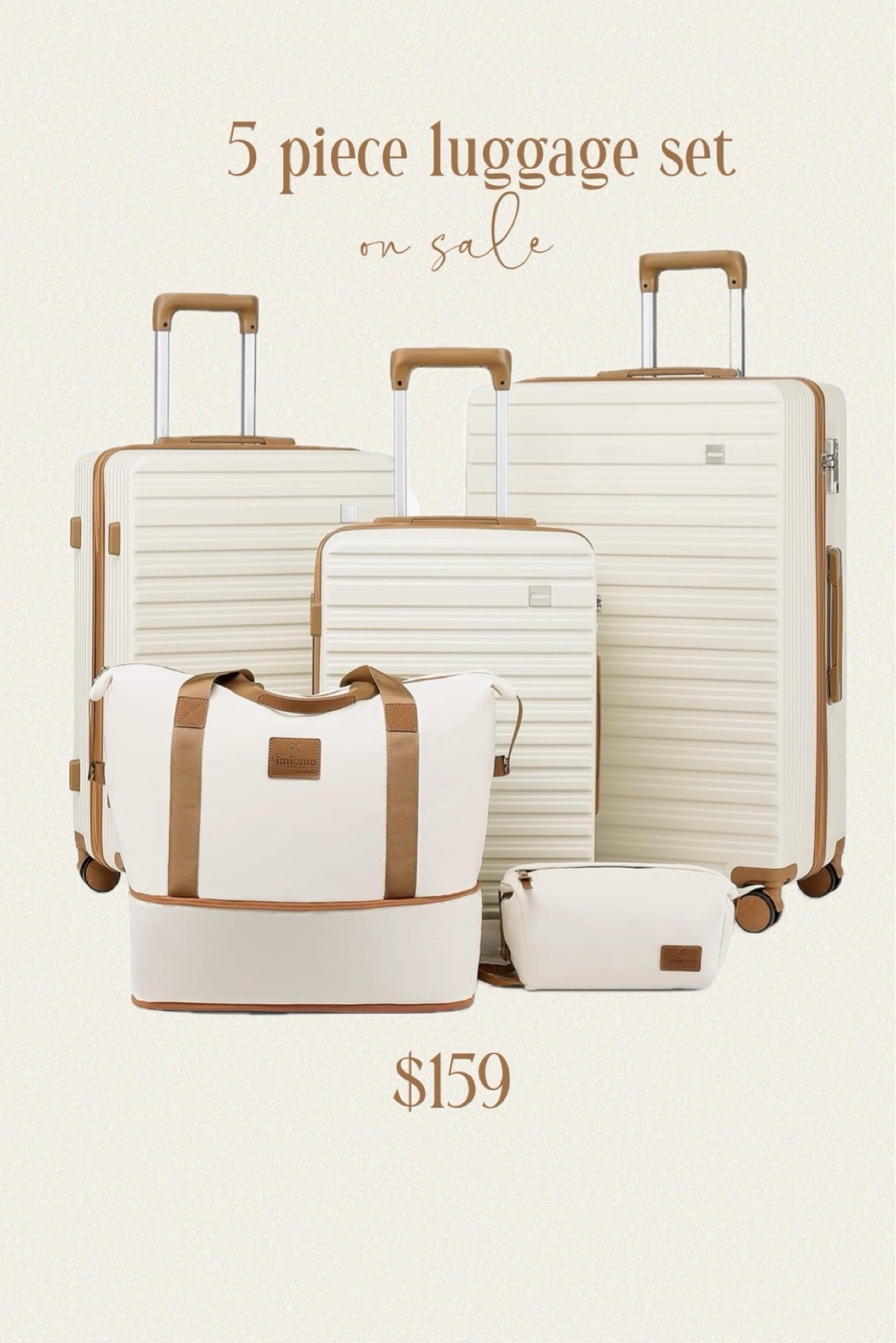 5 piece luggage set by imiono on sale! Luggage Sets Piece,Expandable Hardside Suitcase Set with Spinner Wheels,Lightweight Travel Luggage set with TSA Lock (20/24/28,White）

#sale #amazon #luggage #luggageset #travel #gabrielapolacek #traveling 

#LTKsalealert #LTKtravel #LTKitbag