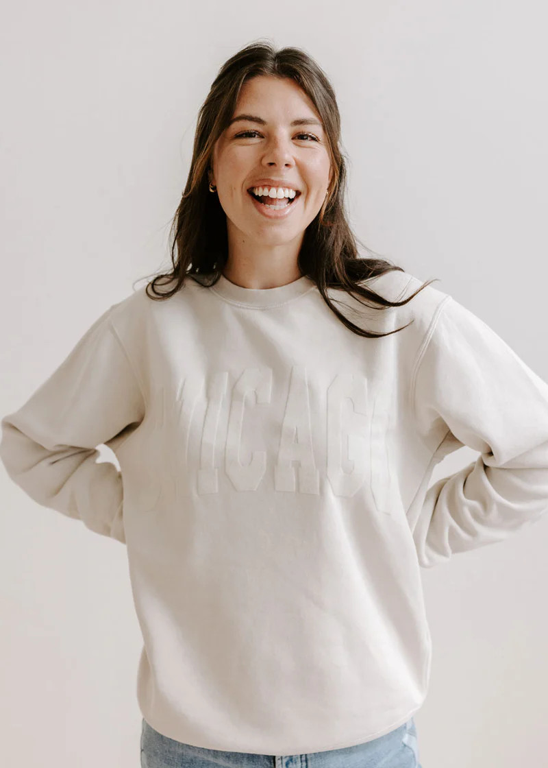 Chicago Collegiate Puff Sweatshirt - Ivory | Alice & Wonder