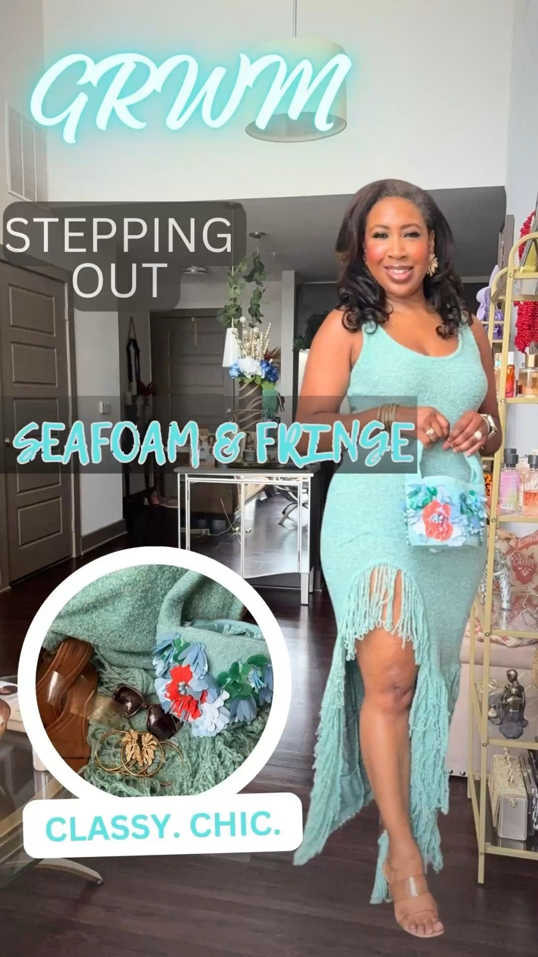Real-Life Mermaid Energy 🧜🏾‍♀️💚

I wore this seafoam fringe dress out and someone told me I looked like a real-life mermaid… and now I can’t unsee it. 😂

The texture + dramatic fringe hem make this SHEIN dress such a fun statement piece! I paired it with a floral bag I found at TJ Maxx last year, gold accessories, and a neutral heel to let the dress do the talking.

💚 Exact dress linked!
👜 Bag is an older TJ Maxx find
✨ Similar accessories & shoes linked where available

Would you wear this one, or is the fringe too much for you? 👀

#FashionOver40 #SHEINFinds #SHEINStyle #GoingOutStyle #SummerStyle #FringeDress #SeafoamGreen #StatementDress #ShopMyLook

#LTKootd #LTKTravel #LTKU