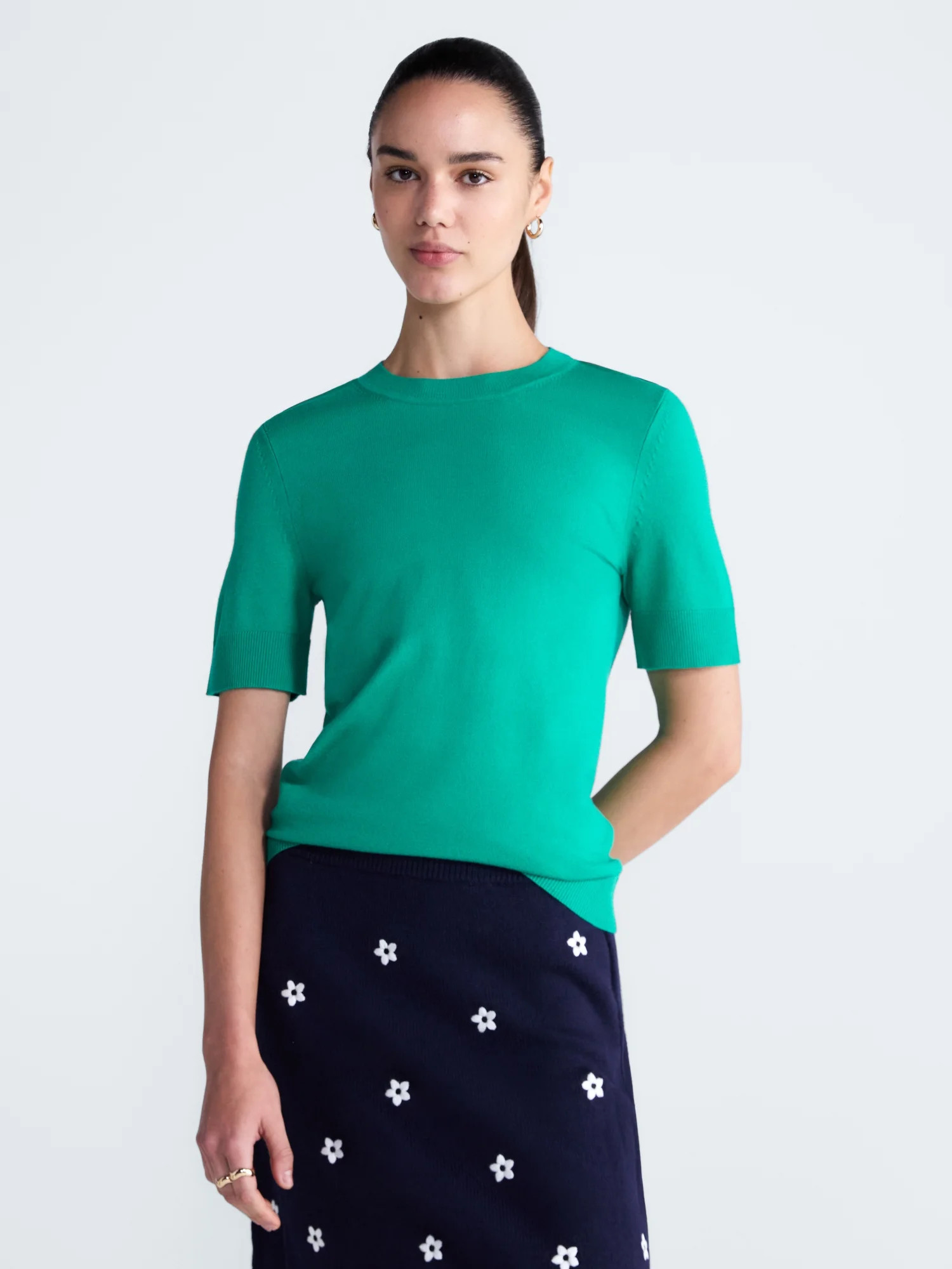 Free Assembly Women's Cozy Yarn Sweater Tee with Short Sleeves, Sizes XS-XXL | Walmart (US)