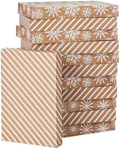 Hallmark Kraft Shirt Box Bundle (12 Boxes: White Snowflakes and Stripes on Kraft) for Christmas, ... | Amazon (US)