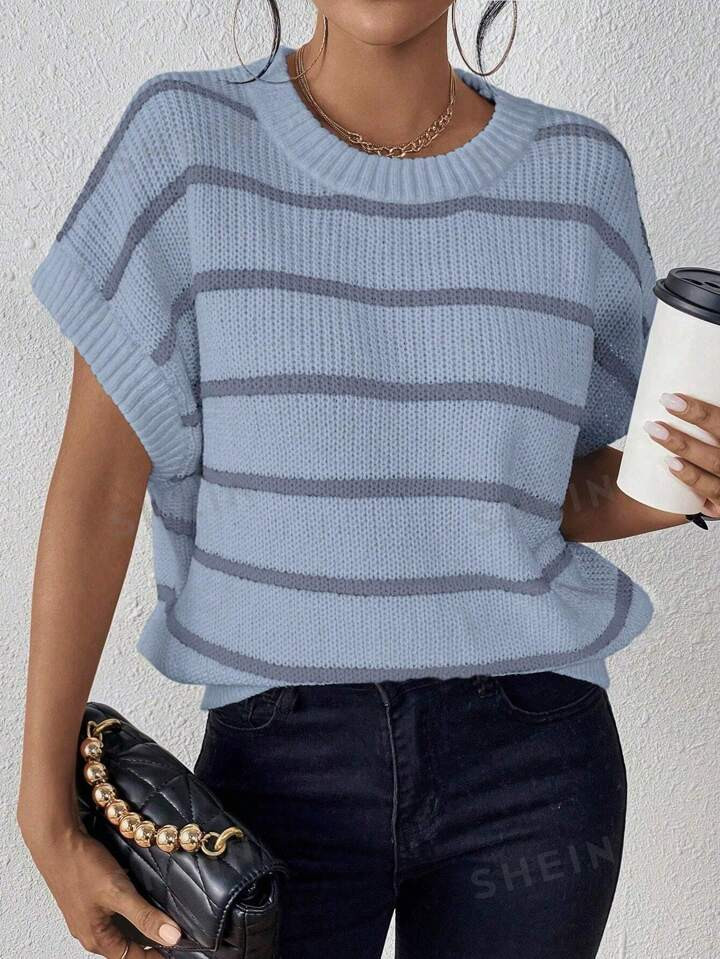 SHEIN Essnce Ladies' Simple Loose Knit Top For Daily Wear | SHEIN