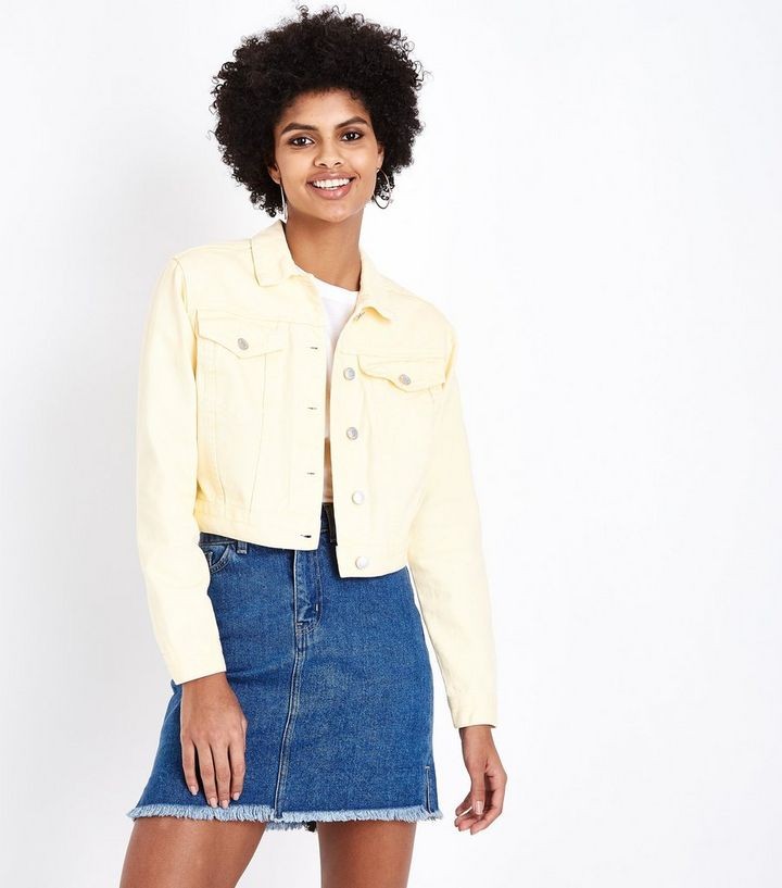 Yellow Cropped Denim Jacket Add to Saved Items Remove from Saved Items | New Look (UK)