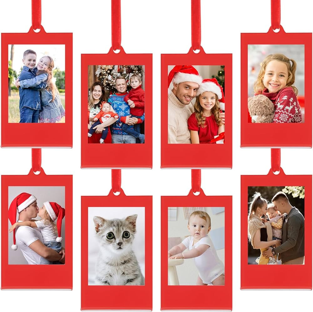 UNIQOOO 8 Pcs Christmas Instax Red Acrylic Picture Frames 8.6 * 5.4cm Fujifilm Polaroid Picture O... | Amazon (US)