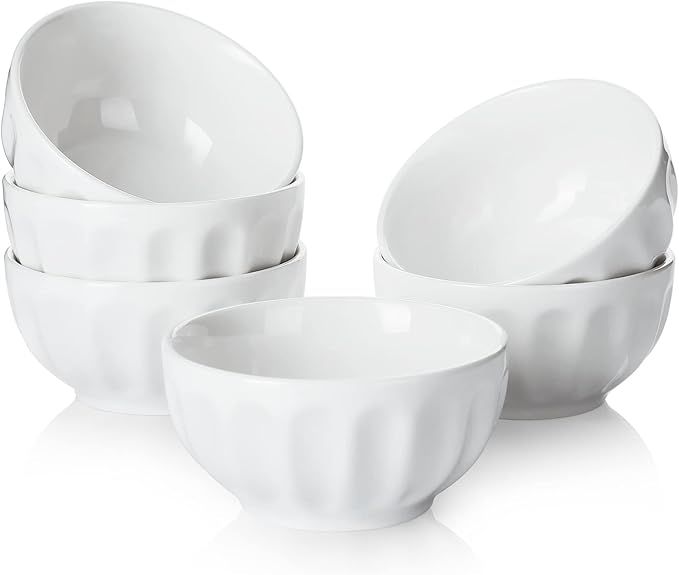 Sweese 131.001 Porcelain Mini Fluted Bowls - 5 Ounce for Dipping Sauces, Small Side Dishes - Set ... | Amazon (US)