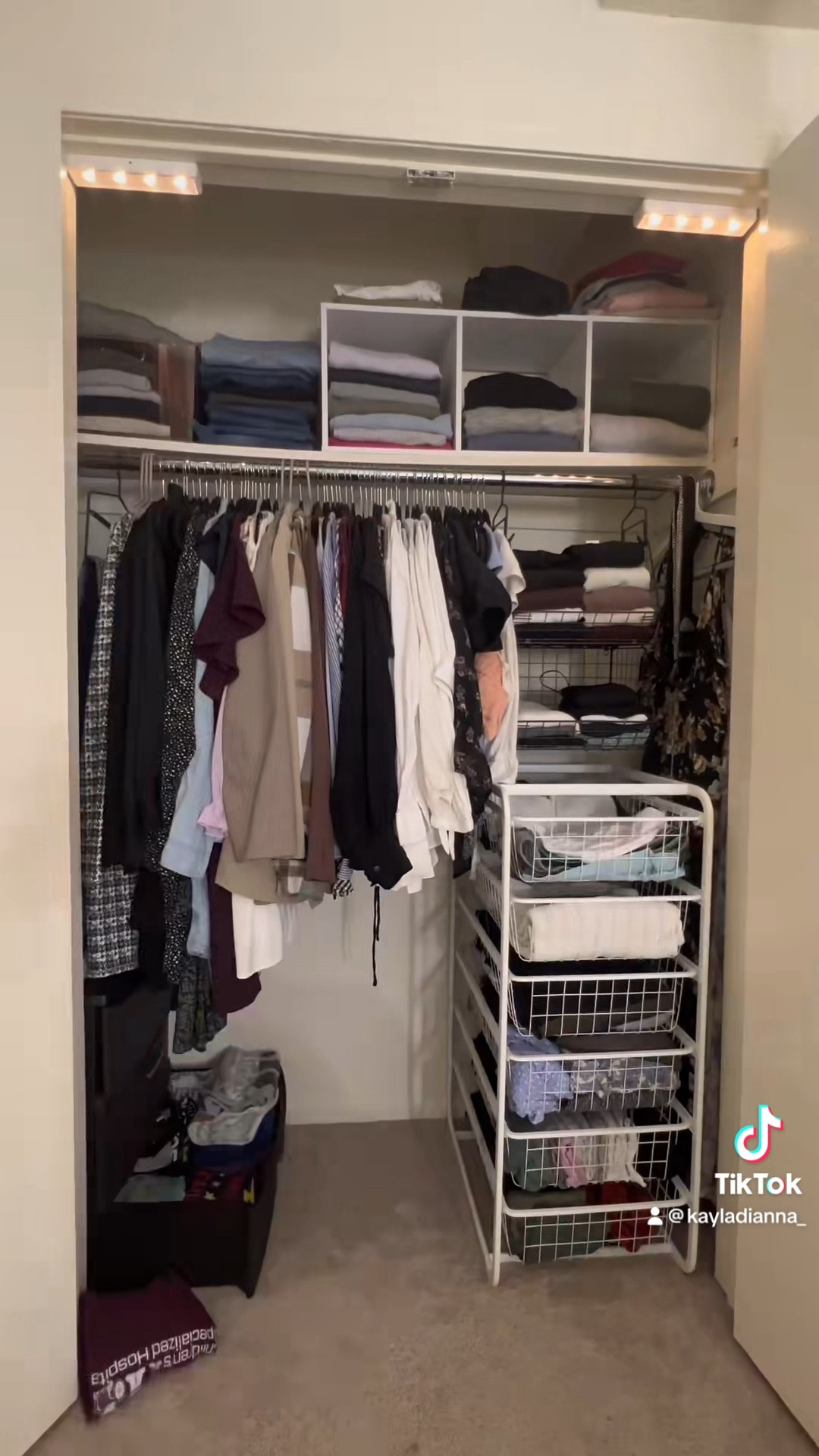 small apartment bedroom closet organization - wire basket drawer unit is from IKEA

#LTKVideo #LTKhome