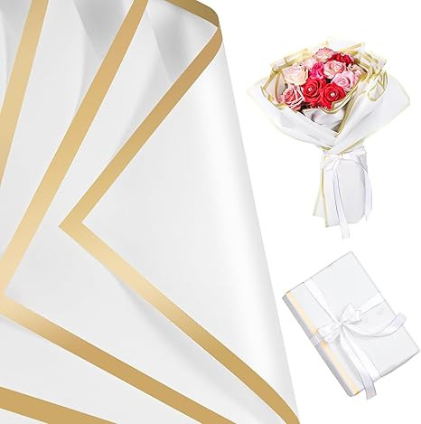 25 Sheets Flower Wrapping Paper, White Floral Paper Christmas Waterproof Bouquet Wrapping Paper F... | Amazon (US)