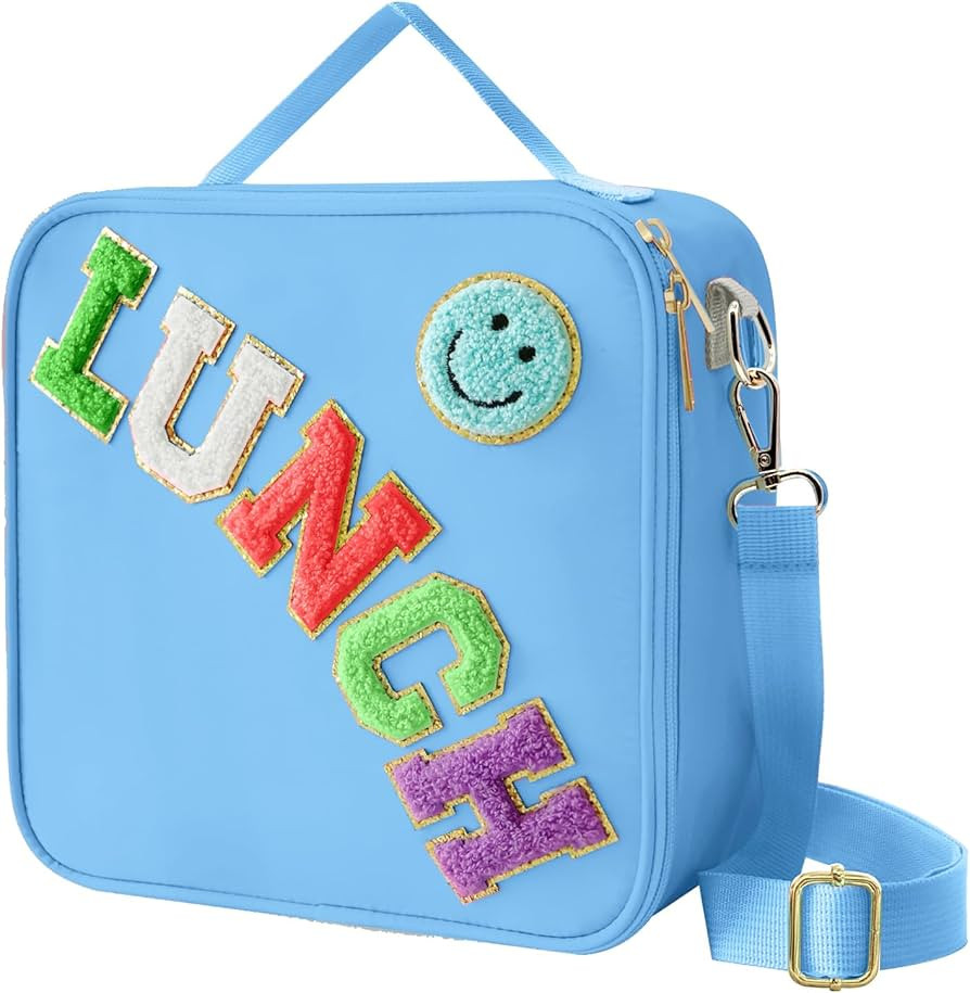 Insulated Lunch Bag With Adjustable Shoulder Strap, Nylon Preppy Lunch Box Large Insulated Lunch ... | Amazon (US)