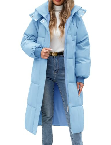 Women Long Puffer Coat Winter Warm Hooded Jacket Long Sleeve Parka Full Length Down Coats With Zi... | Amazon (US)