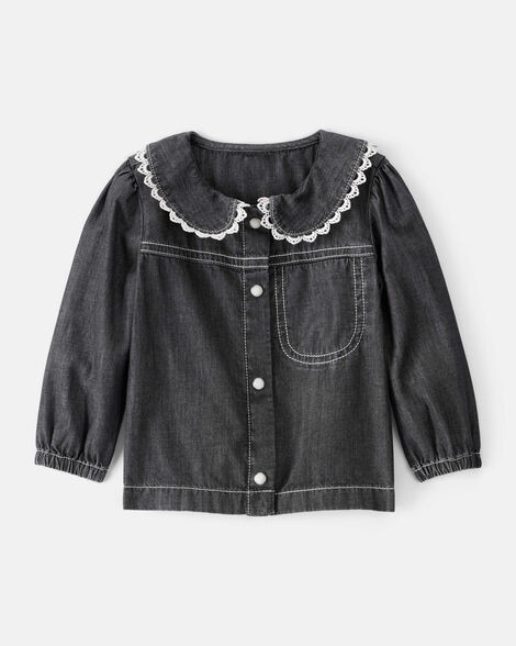 Baby Girl Western Denim Long-Sleeve Top - Black | Carter's Inc