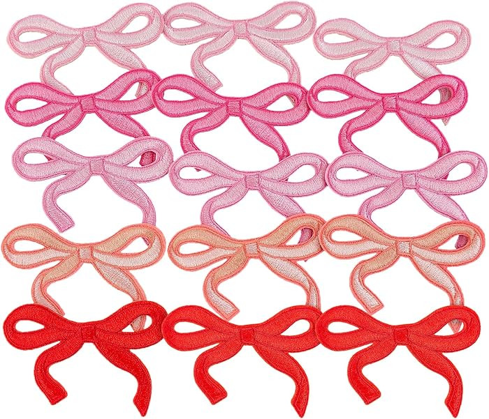 15 Pcs Pink Bow Iron on Patches, Iron on/Sew on Bow Patches for Clothes, Jeans, Hats, Etc | Amazon (US)
