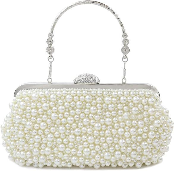 TOPFIVE Women's Pearl Beaded Clutch Evening Handbags for Formal Bridal Wedding Clutch Purse Prom ... | Amazon (US)