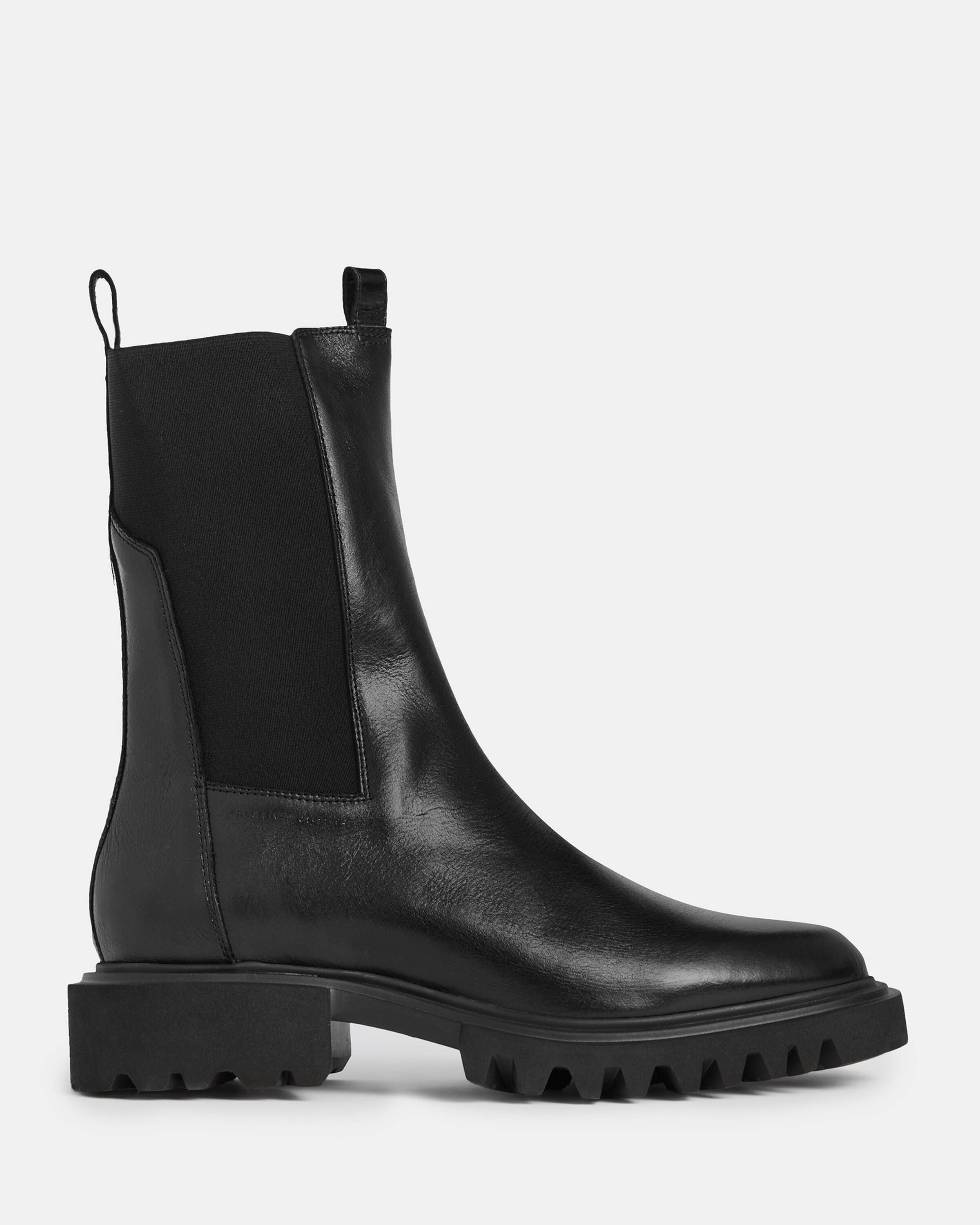 Hallie Leather Boots Black | ALLSAINTS US | AllSaints US