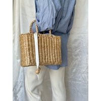 Handmade Straw Tote Handbag, Crochet Beach Hobo Bag, Summer Woven Bucket Bag Wicker Purse | Etsy (US)