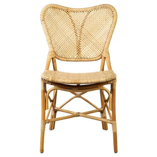 Isla Coastal Beach Natural Cane Rattan Woven Dining Side Chair | Kathy Kuo Home