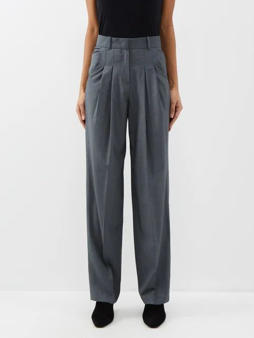 The Frankie Shop - Gelso Pleated Tencel-blend Trousers - Womens - Dark Grey | Matches (UK)