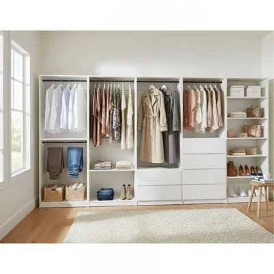 Prosper White Freestanding Walk In Wood Closet System | Wayfair North America
