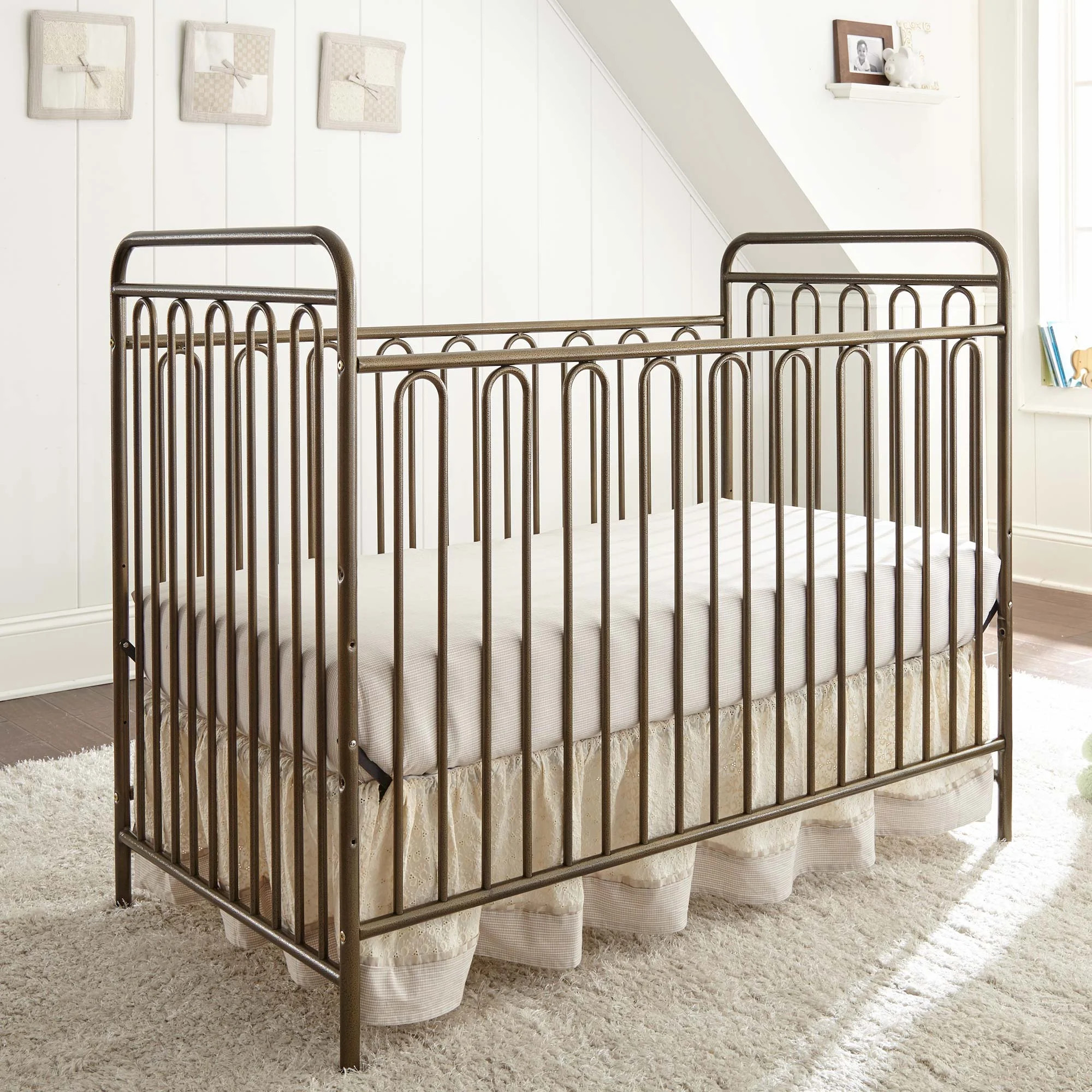 Trinity 3 in 1 Convertible Full Sized Metal Crib in Golden Nugget - Walmart.com | Walmart (US)