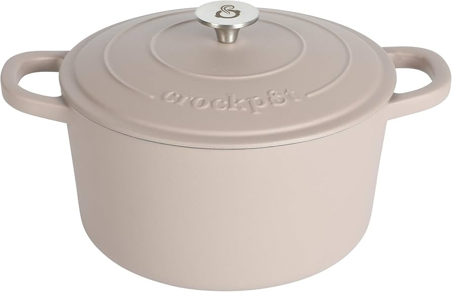 Crock Pot Artisan 7-Quart European Enameled Round Cast Iron Dutch Oven Pot With Lid - Matte Dusty... | Amazon (US)
