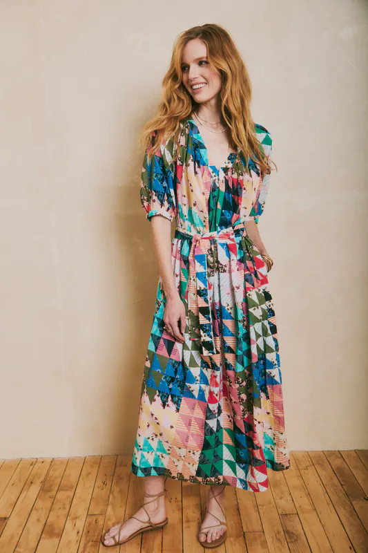 Ophelia and Indigo Cici Dress Geo - Green - S/M | Verishop