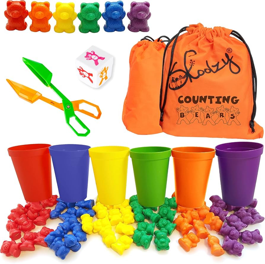 Skoolzy Rainbow Counting Bears with Matching Sorting Cups 70 Piece Set - Toddler Learning Toys Nu... | Amazon (US)