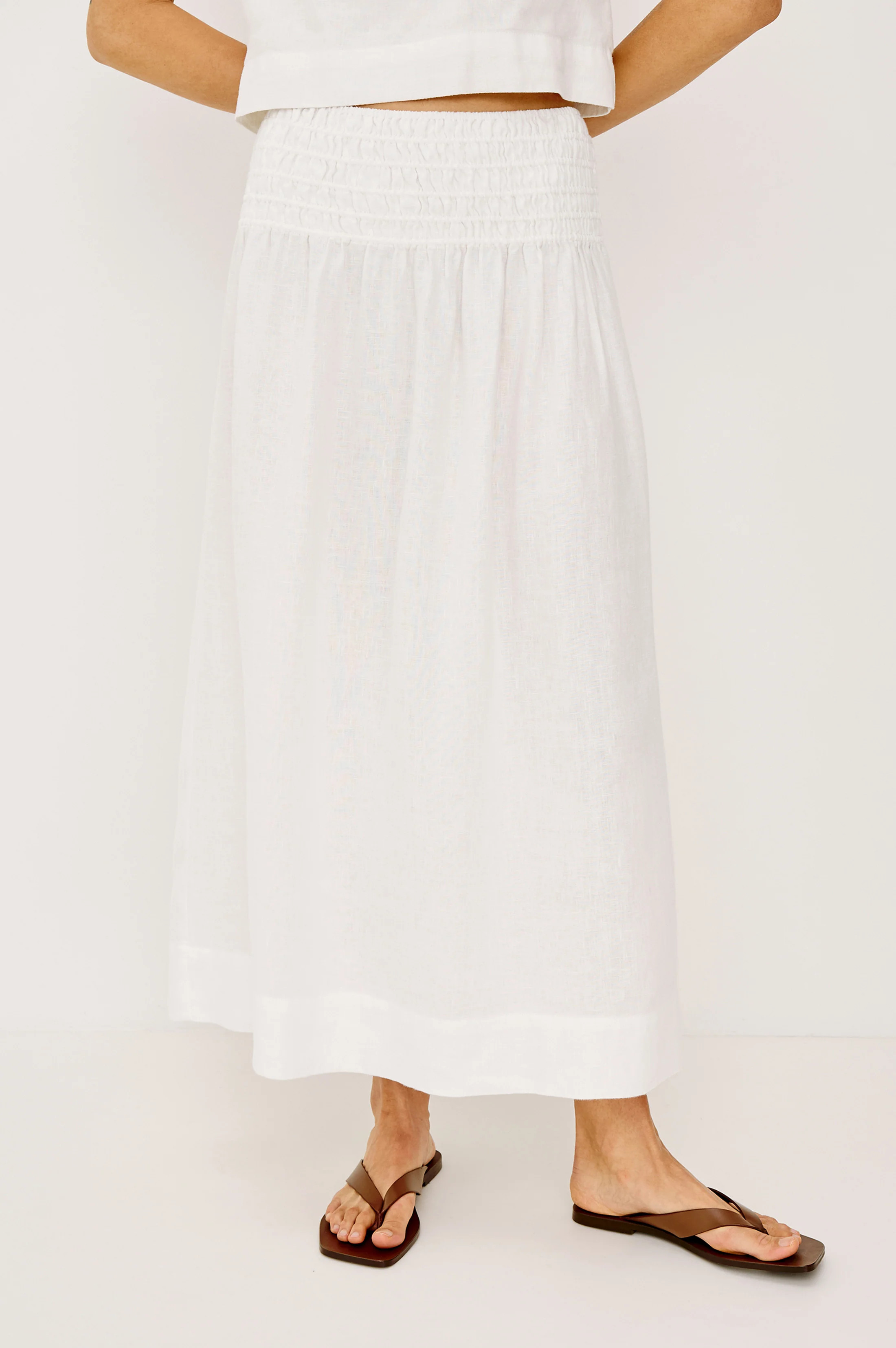 ALESSA SKIRT - WHITE LINEN | Rails