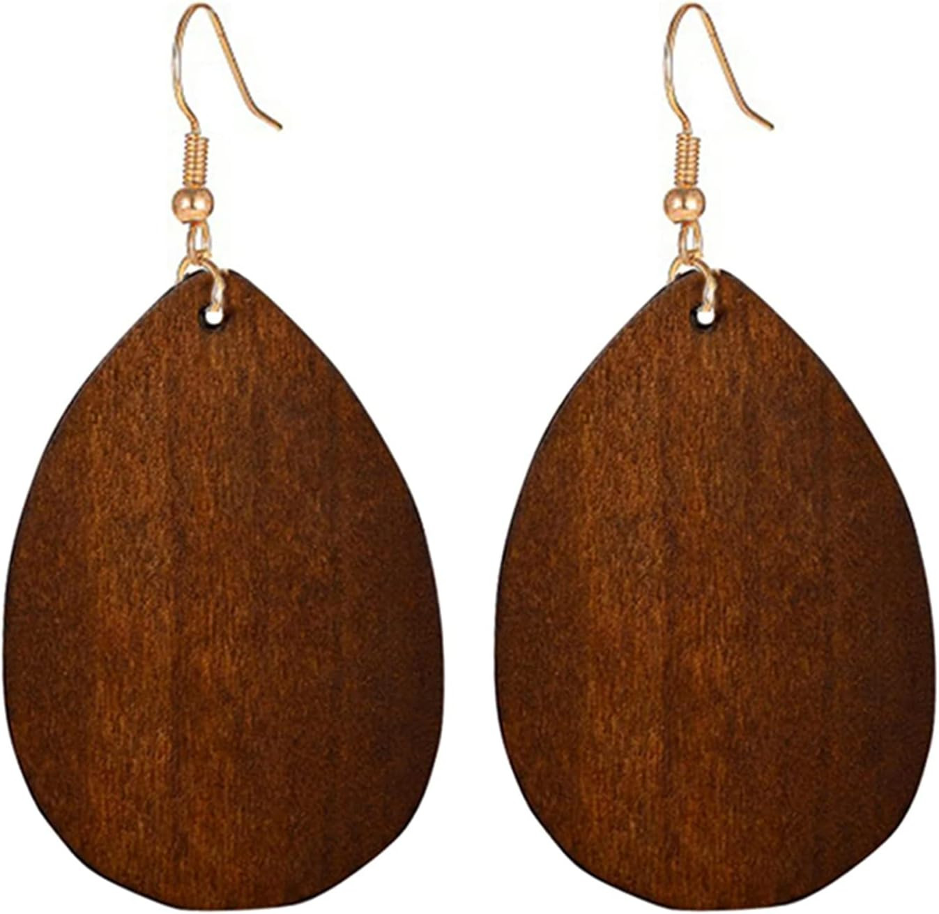 Wooden Hoop Earrings for Women Retro Black African Bohemian Wood Teardrop Geometric Lightweight Dangle Drop Earrings | Amazon (US)