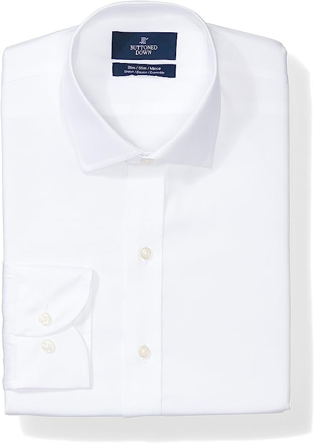Amazon Brand - Buttoned Down Men's Slim Fit Stretch Poplin Dress Shirt, Supima Cotton Non-Iron, S... | Amazon (US)