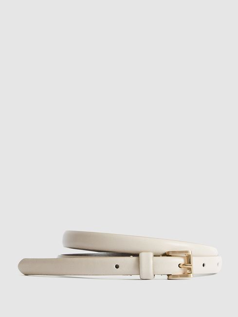 Reiss Off White Molly Mini Leather Belt | Reiss UK