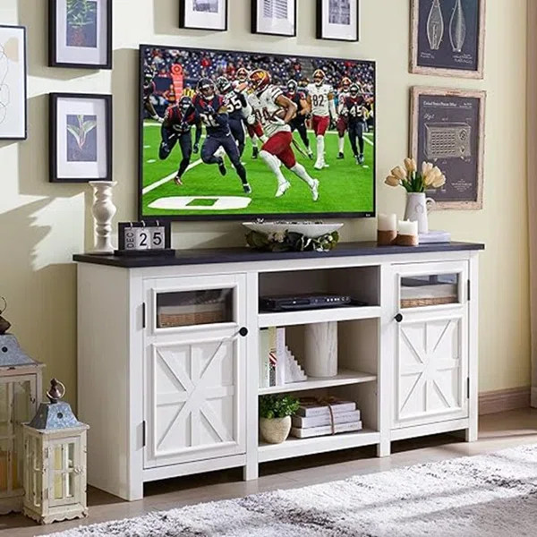 Niccolina Farmhouse TV Stand for TVs up to 75" with Media Storage and Adjustable Shelves, for Liv... | Wayfair North America