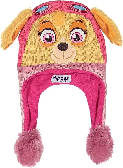 Winter Hat, Paw Patrol Sky Squeeze and Flap Fun Cold Weather Beanie for Kids, Pink/Brown, Little ... | Amazon (US)